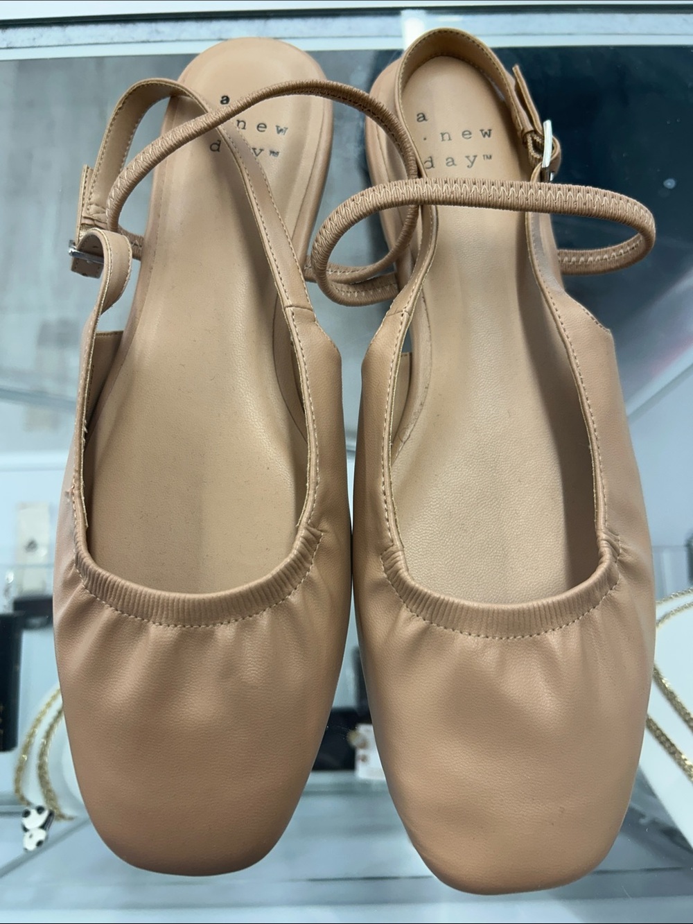 a new day Beige Slingback Square-Toe Ballet Flats
